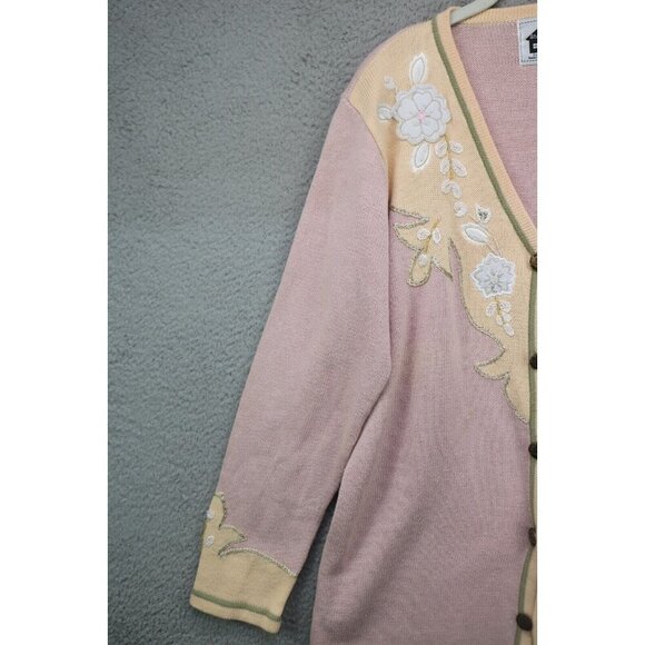 Storybook Knits Vtg. Beaded Embroidered Sweater-Size Large-Grandmacore-Y2K - Picture 7 of 13